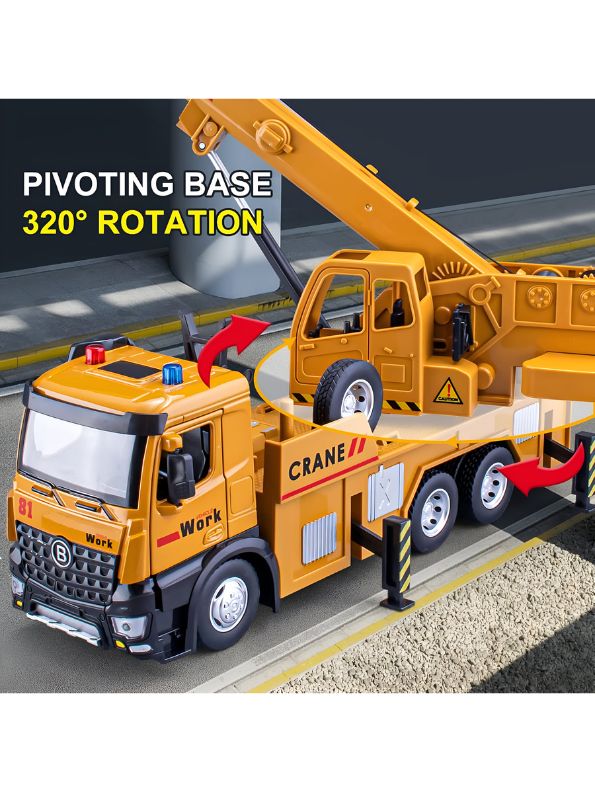 Crane Truck Toy for Kids – Metal Construction Vehicle with Movable Arm and Realistic Design LMI12781.