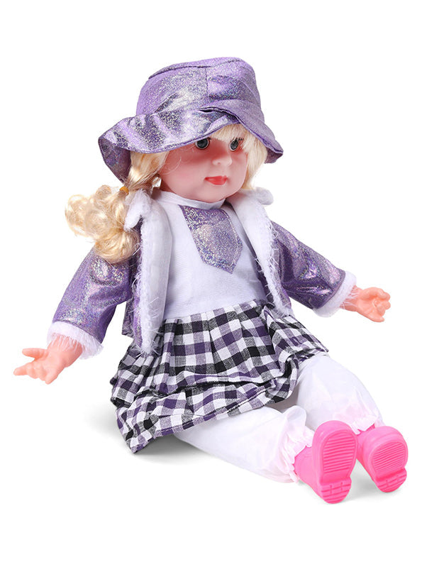 Soft Baby Doll for Girls - Princess Style with Long Hair & Realistic Open Eyes - Purple (L-8) | Adorable Barbie-Inspired Doll Toy