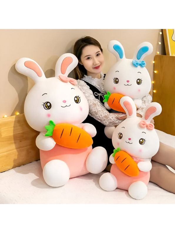 PINK - CozyCarrot Rabbit Plush – 10 Inch Soft White Bunny Pillow | Cute & Cuddly Gift for Kids - MS14150