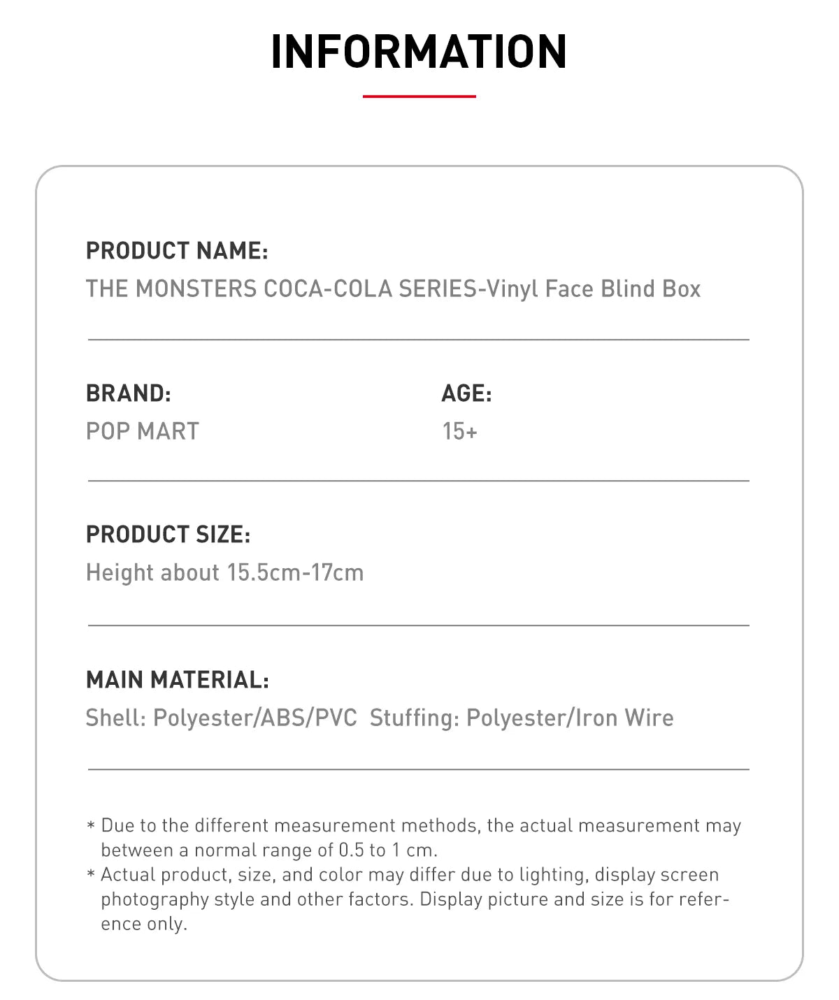 Surprise Shake - THE MONSTERS COCA-COLA SERIES - Vinyl Face Blind Box