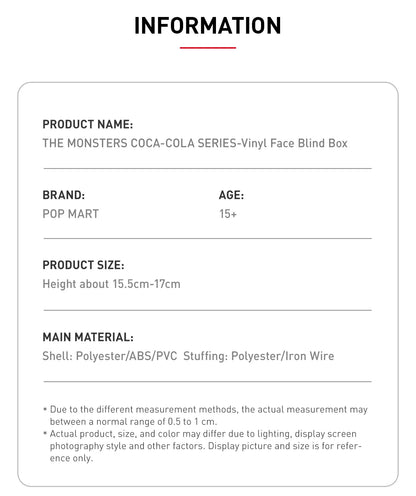 Surprise Shake - THE MONSTERS COCA-COLA SERIES - Vinyl Face Blind Box