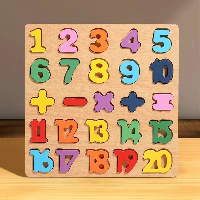 Wholesale Wooden Board Alphabet Number Kids Montessori 3D Learning Puzzle Shaped Cognitive Board Toys