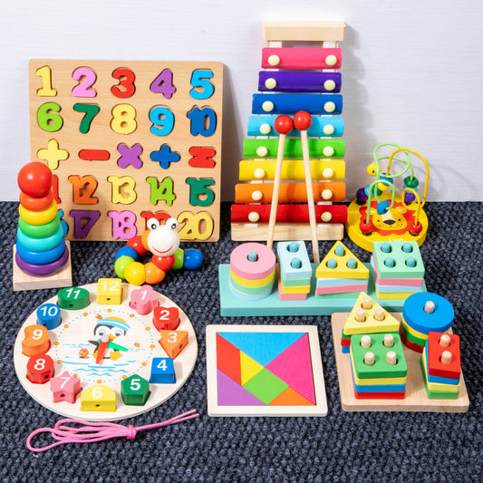 Montessori Education Children's Shaped Cognitive Board Puzzle Set of 11 Types