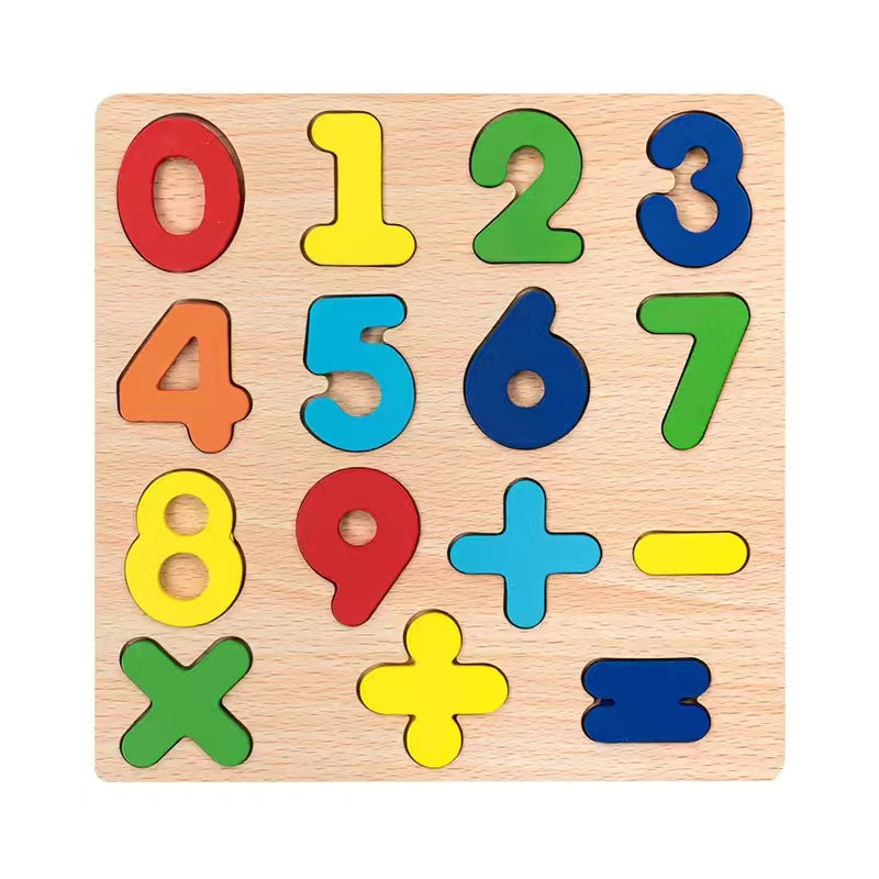Wholesale Wooden Board Alphabet Number Kids Montessori 3D Learning Puzzle Shaped Cognitive Board Toys