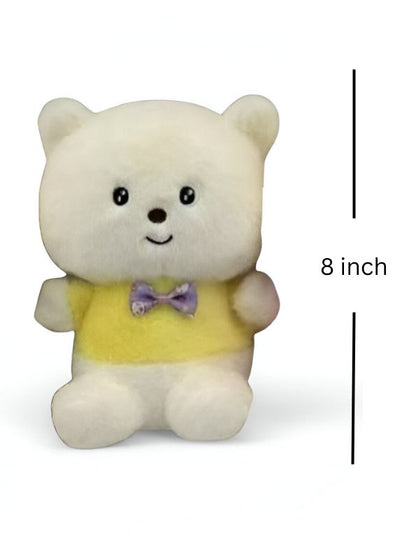 Yellow - White Teddy Bear with Bow – Super Soft Stuffed Animal for Gifting & Cuddles 8 inch - MS14485.