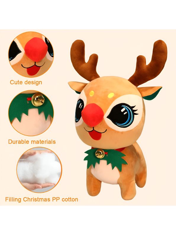 Christmas Reindeer Plush Toy – Soft & Cute Stuffed for Kids, Babies & Festive Home Décor - MS14116.