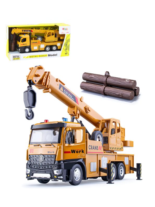 Crane Truck Toy for Kids – Metal Construction Vehicle with Movable Arm and Realistic Design LMI12781.
