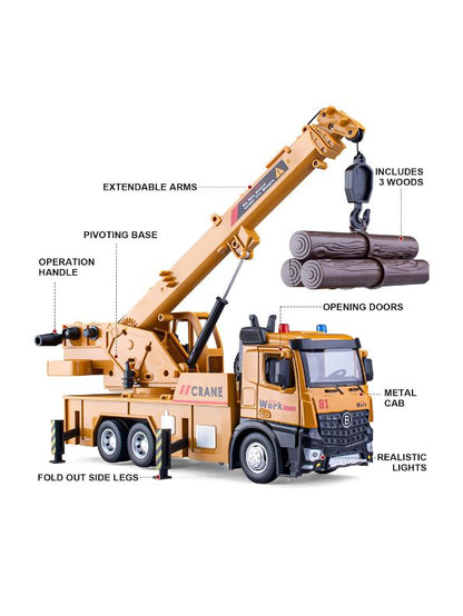 Crane Truck Toy for Kids – Metal Construction Vehicle with Movable Arm and Realistic Design LMI12781.