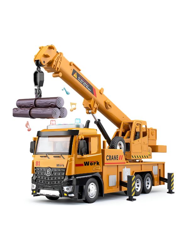Crane Truck Toy for Kids – Metal Construction Vehicle with Movable Arm and Realistic Design LMI12781.