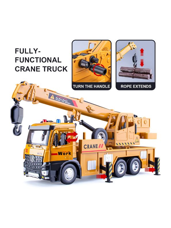 Crane Truck Toy for Kids – Metal Construction Vehicle with Movable Arm and Realistic Design LMI12781.