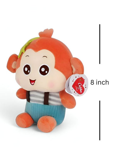Red - Fluffy Monkey Plush Toy – Huggable Stuffed Animal for Kids & Toddlers 8 inch - MS9585.
