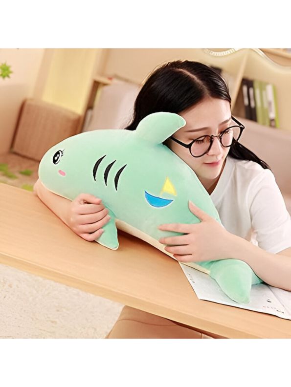 GreenShark – Green Shark Plush Doll, Soft & Cuddly Hugging Pillow, Fish Toy For Kids 8 inch - MS9597.