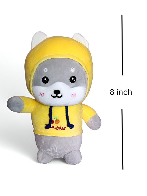 Yellow - Husky Plush Soft Toy – Cute Stuffed Dog Doll for Babies & Kids | Soft & Cuddly Toy for Boys & Girls 8 inch - MS9587.