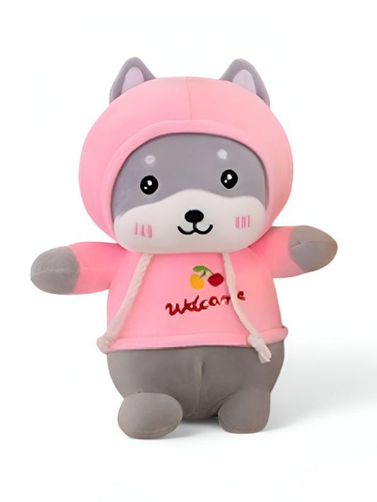 Pink - Husky Plush Soft Toy – Cute Stuffed Dog Doll for Babies & Kids | Soft & Cuddly Toy for Boys & Girls 8 inch - MS9587.
