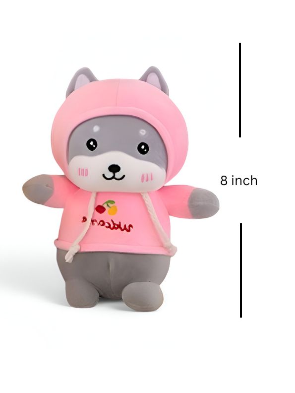 Pink - Husky Plush Soft Toy – Cute Stuffed Dog Doll for Babies & Kids | Soft & Cuddly Toy for Boys & Girls 8 inch - MS9587.