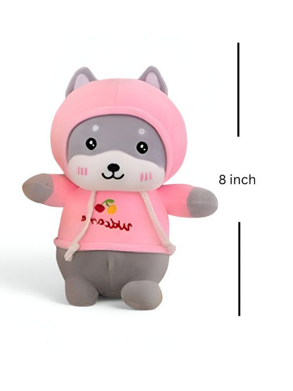 Pink - Husky Plush Soft Toy – Cute Stuffed Dog Doll for Babies & Kids | Soft & Cuddly Toy for Boys & Girls 8 inch - MS9587.