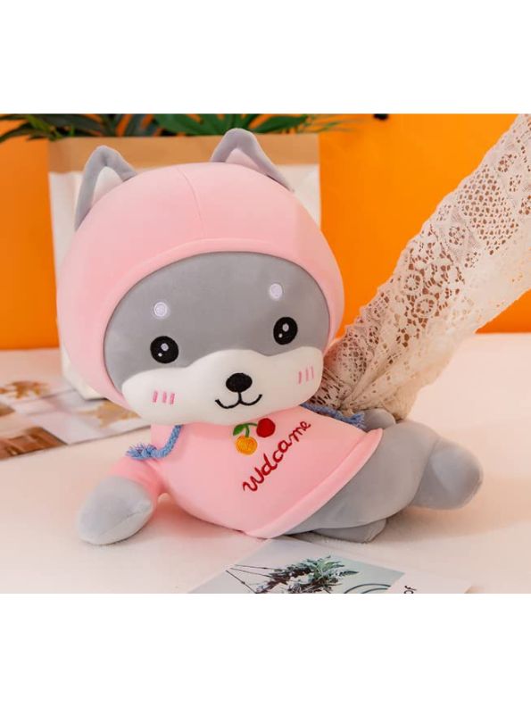 Pink - Husky Plush Soft Toy – Cute Stuffed Dog Doll for Babies & Kids | Soft & Cuddly Toy for Boys & Girls 8 inch - MS9587.