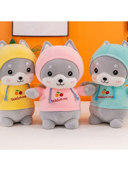 Pink - Husky Plush Soft Toy – Cute Stuffed Dog Doll for Babies & Kids | Soft & Cuddly Toy for Boys & Girls 8 inch - MS9587.