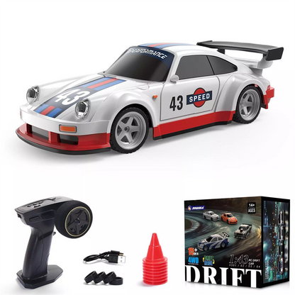 1/43 Mini 4WD Drift RC Cars - LED, Gyro (Optional), RTR