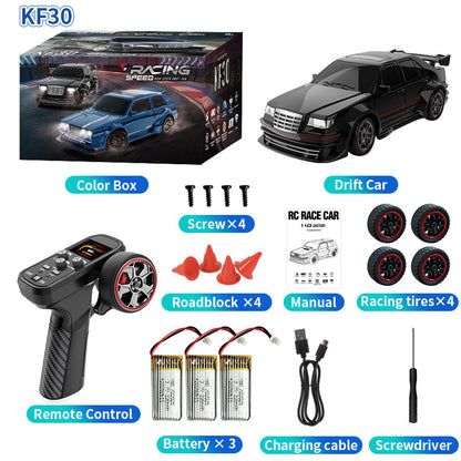 1/43 RC Drift Car - 4WD Full Proportional with Gyro, LED Lights, Replaceable Battery