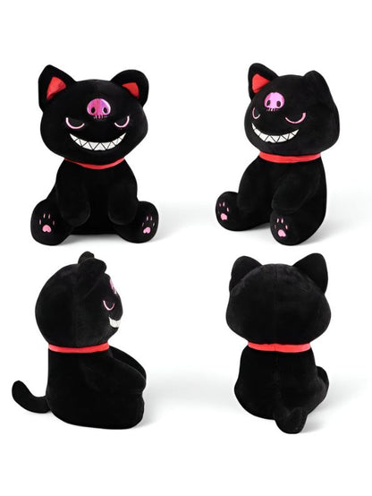 Black - KawaiiCat Plush Doll – Soft Stuffed Animal Toy & Cute Home Decoration 8 inch - MS14523.