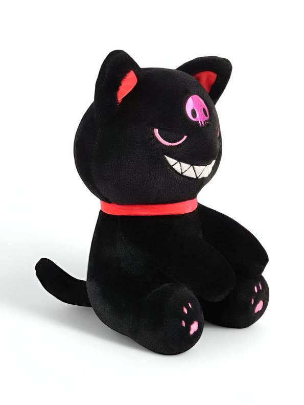 Black - KawaiiCat Plush Doll – Soft Stuffed Animal Toy & Cute Home Decoration 8 inch - MS14523.