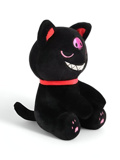 Black - KawaiiCat Plush Doll – Soft Stuffed Animal Toy & Cute Home Decoration 8 inch - MS14523.