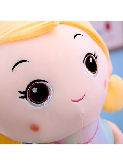 Pink - Kawaii Mermaid Plush Toy – Soft Cuddly Pillow with Crown, Cute Stuffed Doll for Girls, Fluffy Sleeping Companion & Decorative Throw Cushion 8 inch - MS9098.