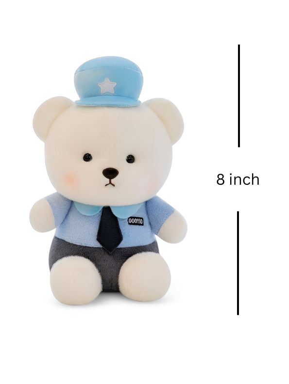 Blue - Police Officer Teddy Bear – Soft, Plush & Huggable Toy for All Ages 8 inch - MS13210.