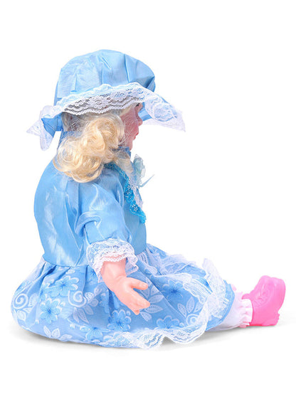 Soft Baby Doll for Girls - Princess Style with Long Hair & Realistic Open Eyes - Blue (L-8) | Adorable Barbie-Inspired Doll Toy