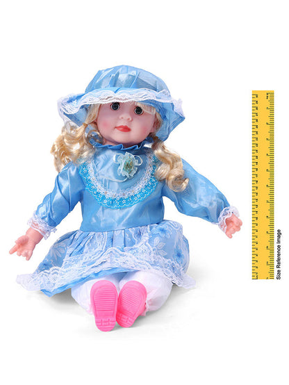 Soft Baby Doll for Girls - Princess Style with Long Hair & Realistic Open Eyes - Blue (L-8) | Adorable Barbie-Inspired Doll Toy