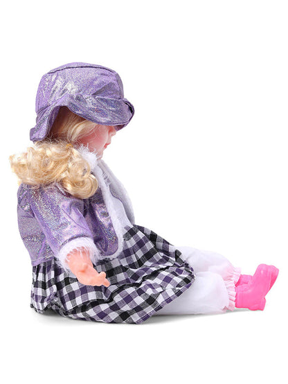 Soft Baby Doll for Girls - Princess Style with Long Hair & Realistic Open Eyes - Purple (L-8) | Adorable Barbie-Inspired Doll Toy