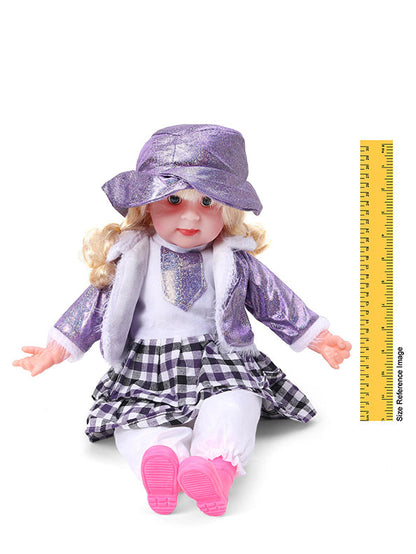 Soft Baby Doll for Girls - Princess Style with Long Hair & Realistic Open Eyes - Purple (L-8) | Adorable Barbie-Inspired Doll Toy