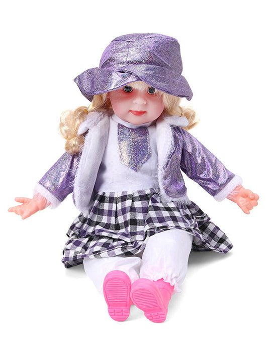 Soft Baby Doll for Girls - Princess Style with Long Hair & Realistic Open Eyes - Purple (L-8) | Adorable Barbie-Inspired Doll Toy