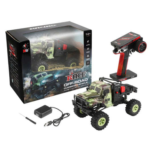 1/18 4WD LED Cralwer RC Car Two Speed Mode Off-Road Auto, Camo Shell