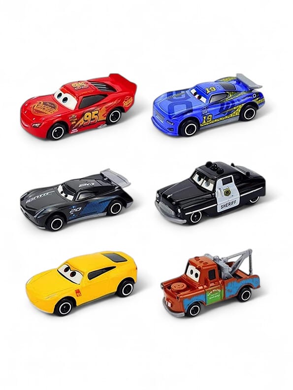 Pack of 6 McQueen Multi Colour Car Set (MS-S-24): Lightning McQueen, Flash McQueen, and Hot Wheels Collection for Real Cars 2 & 3 Fun!