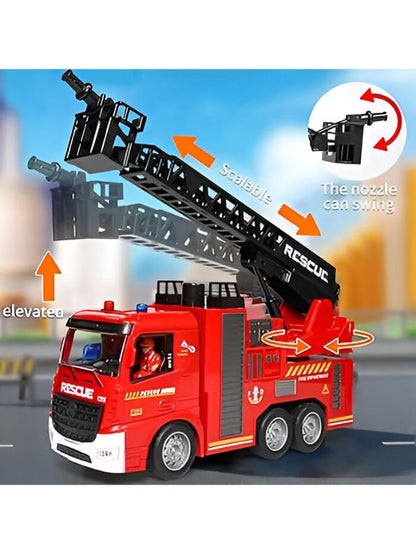 FireFlash RC Fire Truck – Remote Control Fire Truck Toy with Jet Pump, Lights & Sounds | Firefighter Rescue Vehicle for Kids - MD1809