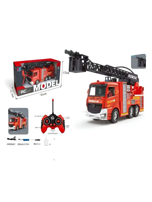 FireFlash RC Fire Truck – Remote Control Fire Truck Toy with Jet Pump, Lights & Sounds | Firefighter Rescue Vehicle for Kids - MD1809