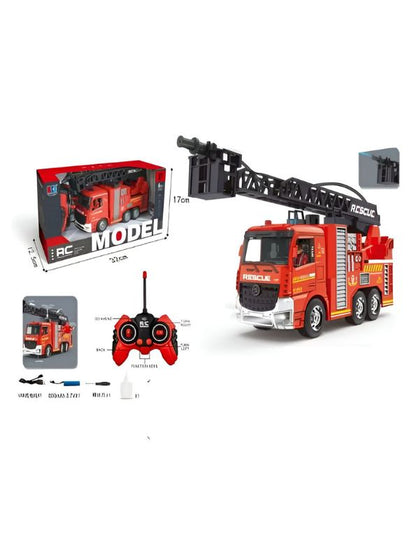 FireFlash RC Fire Truck – Remote Control Fire Truck Toy with Jet Pump, Lights & Sounds | Firefighter Rescue Vehicle for Kids - MD1809