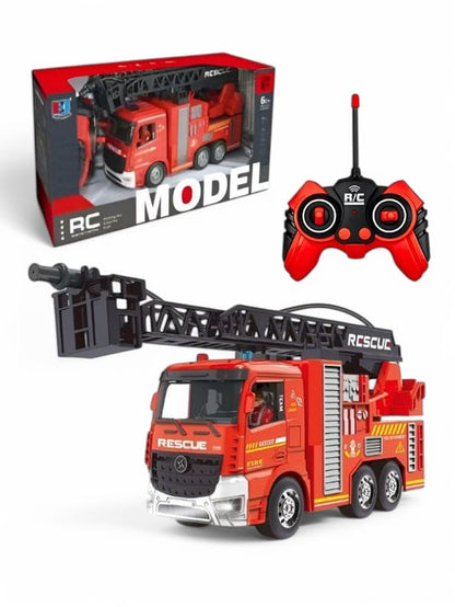 FireFlash RC Fire Truck – Remote Control Fire Truck Toy with Jet Pump, Lights & Sounds | Firefighter Rescue Vehicle for Kids - MD1809