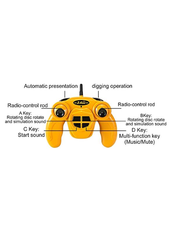 XtremeBuilder X100 Remote Control RC Excavator JCB Truck Toy with LED Flash Lights | Construction Vehicle Toy for Kids - MS14068