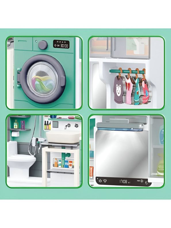 Miniature Doll Bathroom Set – Toy Shower & Toilet Playset for Dollhouse - LM13515