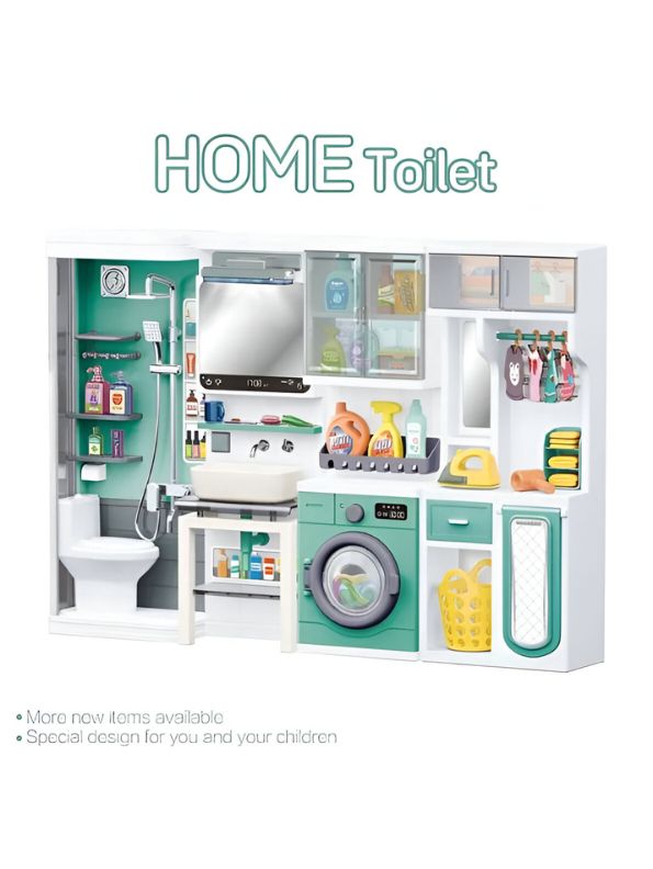 Miniature Doll Bathroom Set – Toy Shower & Toilet Playset for Dollhouse - LM13515