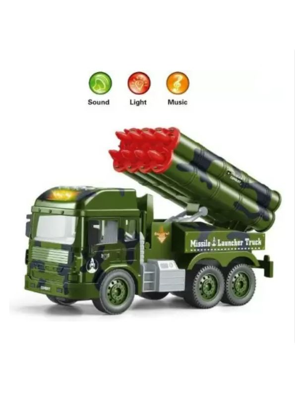 Blaze Launcher Truck - Friction Powered Military Missile Vehicle with Lights & Sound | Tactical Strike Toy -  MS12060