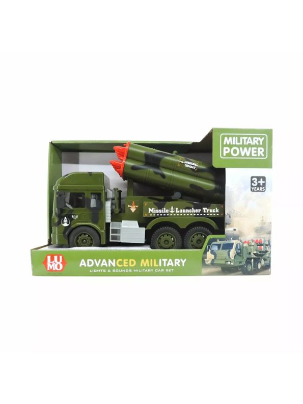 Blaze Launcher Truck - Friction Powered Military Missile Vehicle with Lights & Sound | Tactical Strike Toy -  MS12060