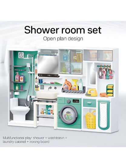 Miniature Doll Bathroom Set – Toy Shower & Toilet Playset for Dollhouse - LM13515