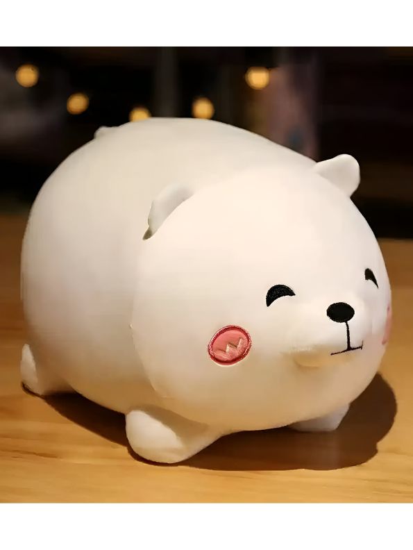 WHITE - ChubBark Buddy 45 CM – Kawaii Chubby Dog Plush | Large Stuffed Animal Puppy Toy | Soft Fat Dog Cushion for Kids & Girls - MS8486