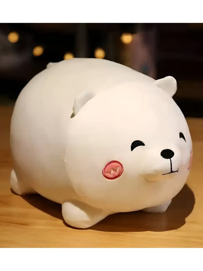 WHITE - ChubBark Buddy 45 CM – Kawaii Chubby Dog Plush | Large Stuffed Animal Puppy Toy | Soft Fat Dog Cushion for Kids & Girls - MS8486