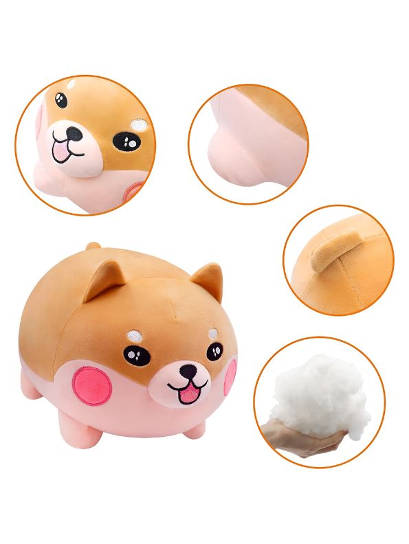BROWN - ChubBark Buddy 45 CM – Kawaii Chubby Dog Plush | Large Stuffed Animal Puppy Toy | Soft Fat Dog Cushion for Kids & Girls - MS8486