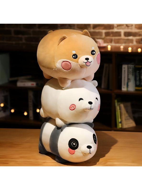 WHITE - ChubBark Buddy 45 CM – Kawaii Chubby Dog Plush | Large Stuffed Animal Puppy Toy | Soft Fat Dog Cushion for Kids & Girls - MS8486